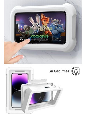 Tonkut Su Geçirmez Hareketli Telefon Tutucu Stand Duş ve Banyo Için Telefon Koruyucu Stand