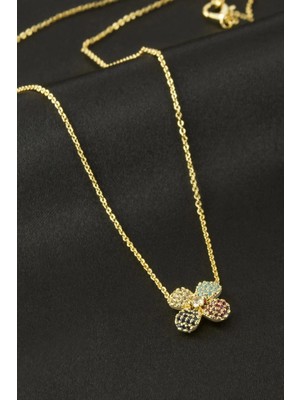 Aesco Papatya Zirkon Taşlı Kolye