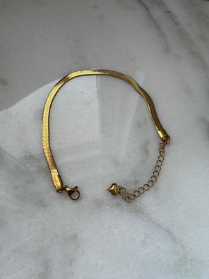 Triya Wear Studio-Çelik-Kararmaz-Gold Renk- İtalyan Kadın Bileklik