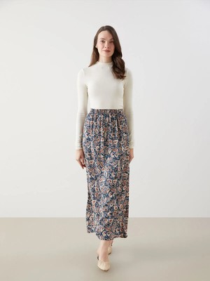 Lc Waikiki Yeni Sezon Beli Lastikli Desenli Kadın Etek