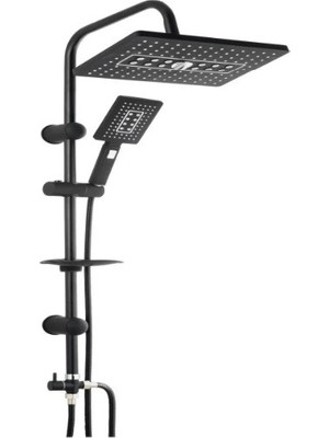 Epilons Lüks Robot Duş Seti Mat Siyah Dikdörtgen | Çok Fonksiyonlu Yağmur Robot Duş Sistemi Siyah