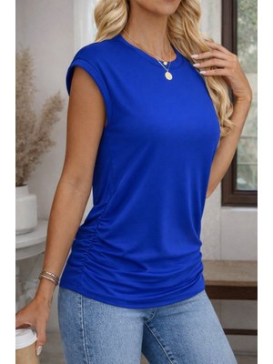 Hyem Kadın Kısakolluyandan Büzgülü Viskon Bluz