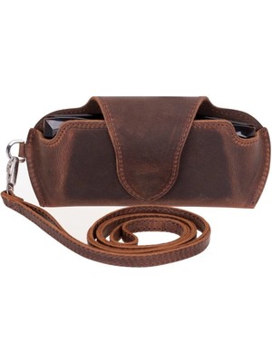 Epilons Riviera Deri Askılı Gözlük Kılıfı Antik Kahve