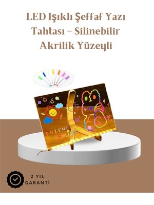 Epilons LED Aydınlatmalı Şeffaf Mesaj Tahtası – 30X20 Cm, Neon Etkili Yazılar Için Tasarlandı