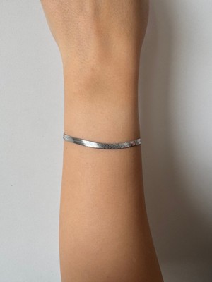 Triya Wear Studio-Çelik-Kararmaz-Gümüş Renk- Italyan Kadın Bileklik