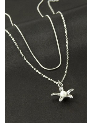 Aesco Papatya Inci Ikili Çelik Kolye