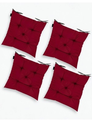Gullfoss Bordo Dekoratif Pofidik Sandalye Minderi 4’lü Set (40X40 Cm)