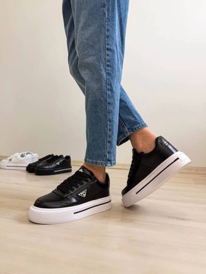 Zerenyus Zrk-04 Premium Kalite Siyah Beyaz Kalın Taban Erkek Sneakers