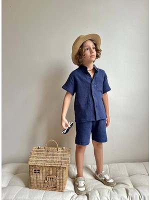 Lesa Kids Wear Müslin Cepli Hakim Yaka Takım