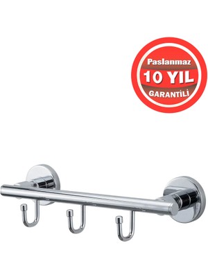 Banyom Home Paslanmaz Pirinç 3’lü Flora Banyo Set Askılık – Havlu ve Bornoz Askısı