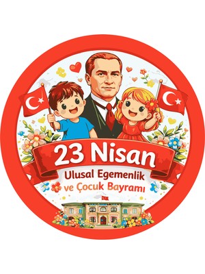 Renkli Dükkan 23 Nisan Ulusal Egemenlik ve Çocuk Bayramı Sticker – Atatürk ve Meclis Temalı 50 Adet