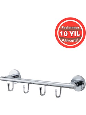 Banyom Home Paslanmaz Pirinç 4’lü Flora Banyo Set Askılık – Havlu ve Bornoz Askısı