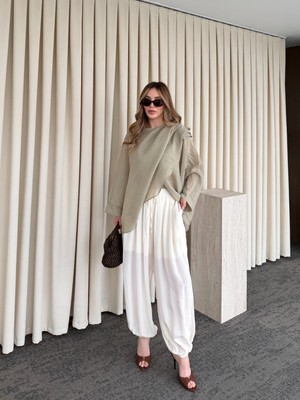 Laluvia Ekru Şalvar Pantolon - 51316