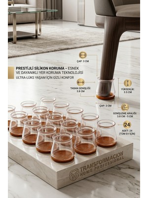 Transformacion  Silent Keçe Tabanlı Şeffaf Sandalye Ayak Koruyucu 24'lü Set 723001