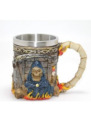 Aesco Grim Reaper Azrail Kabartmalı 3D Tasarım Çelik Kupa Bardak