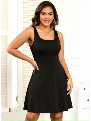 Hyem Kalın Askılı Yuvarlak Yakaşortlu Mini Dalgıç Elbise