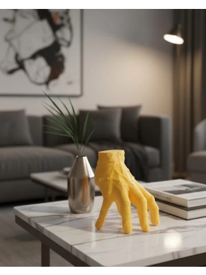 Aesco 3D Dekoratif Sarı El Obje 17X16 cm Şık ve Dikkat Çekici Tasarım