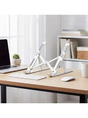Popüler Sepet  Plastik Katlanır Tablet Standı – Ayarlanabilir Açılı, Taşınabilir Masaüstü Telefon ve Tablet Tutucu Stand