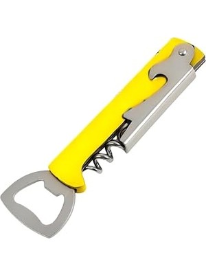 Starseven Sarı Çok Fonksiyonlu Tirbuşon Şişe Açacağı – Paslanmaz Çelik Dayanıklı 3’ü 1 Arada Şarap Kaps