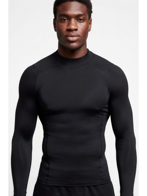 Flex Premium Siyah Uzun Kol Compression Erkek T-Shirt Spor Gym Fitness Boks Kickboks Tişört