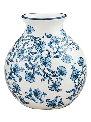 Starseven Mud Pie Cflwr Blok Baskı Çiçek Vazosu, 7" x 6"