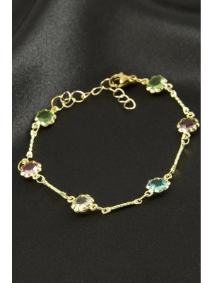 Starseven Çiçek Kristal Taşlı Çelik Bileklik