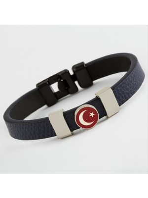Starseven Ay Yıldız Kaliteli Suni Deri Bileklik