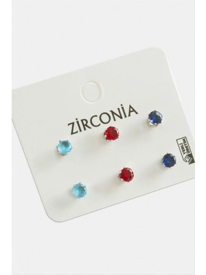 Starseven 6 Adet Yuvarlak Zirkon Tek Taşlı Küpe