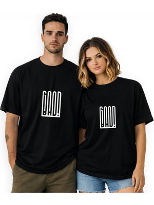 Kidilia Good Bad Görselli Unisex Bisiklet Yaka Tasarım Tshirt - Beden: Xlrenk: Siyah