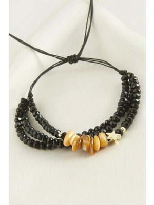 Starseven 3'lü Kırık Doğaltaş Kristal Zincirli Bileklik