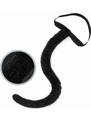 Starseven Siyah Peluş Kuyruk Şekil Verilebilir 70 cm