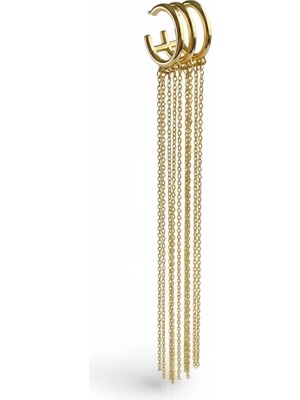 Luzzen Stream Uzun Zincir Earcuff (Kıkırdak Küpe)