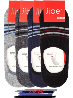 Jiber Erkek Karışık Renkli Pamuklu Likralı Babet Çorap 7109 - 6 Adet