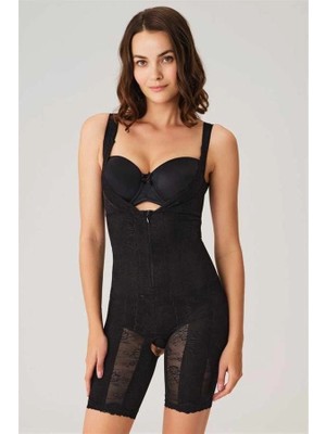 Aria's Closet Arias Closet Toparlayıcı Vücut Inceltici Dikişli Fermuarlı Uzun Paca Altı Açık Sıkı Badi Korse