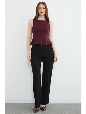 FullaModa Çimalı Yüksek Bel Palazzo Pantolon