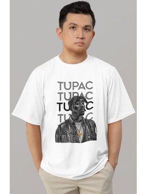 Sevbano Tasarım Tupac Rapper 2pac Şarkıcı Baskılı Unisex Oversize Tişört