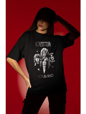 Sevbano Tasarım LED Zeppelin Rock Metal Müzik Grubu Baskılı Unisex Oversize Tişört