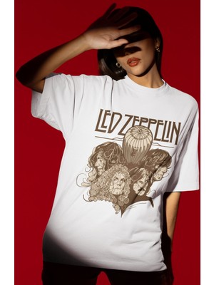 Sevbano Tasarım LED Zeppelin Rock Metal Müzik Grubu Baskılı Unisex Oversize Tişört