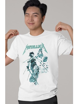Sevbano Tasarım Metallica Rock Metal Müzik Grubu Baskılı Unisex Oversize Tişört