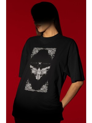 Sevbano Tasarım Sleep Token Rock Metal Müzik Grubu Baskılı Unisex Oversize Tişört