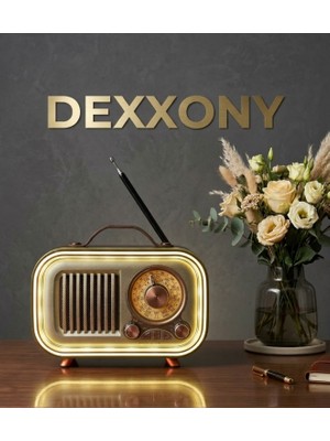 Dexxony Nostaljik Şarjlı Retro Fm Radyo - Bluetooth Hoparlör, Rgb Işıklı, Usb/tf/aux/type-C Taşınabilir Ahşap Görünümlü Müzik Kutusu