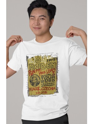 Sevbano Tasarım Iron Maiden Rock Metal Müzik Grubu Baskılı Unisex Oversize Tişört