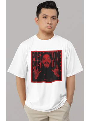 Sevbano Tasarım Post Malone Rapper Şarkıcı Baskılı Unisex Oversize Tişört