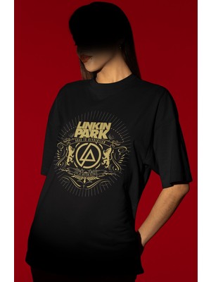 Sevbano Tasarım Linkin Park Rock Metal Müzik Grubu Baskılı Unisex Oversize Tişört