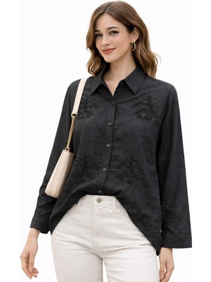 Modaplaza Kadın Boncuk Işlemeli Gömlek 71747