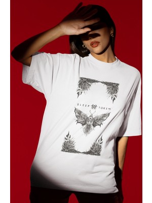 Sevbano Tasarım Sleep Token Rock Metal Müzik Grubu Baskılı Unisex Oversize Tişört