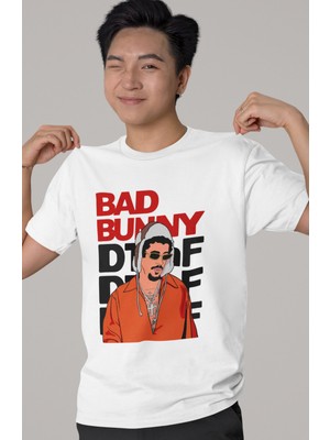 Sevbano Tasarım Bad Bunny Rapper Şarkıcı Baskılı Unisex Oversize Tişört
