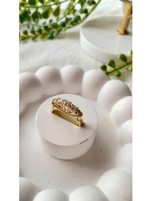 Vıp 14K Xuping Desenli Üçtaş Yüzük