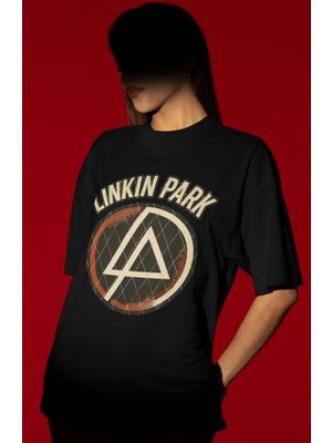 Sevbano Tasarım Linkin Park Rock Metal Müzik Grubu Baskılı Unisex Oversize Tişört