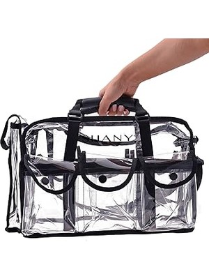 Starseven Shany Kozmetik Şeffaf Makyaj Çantası, Omuz Askılı Mua Yuvarlak Çanta, Büyük